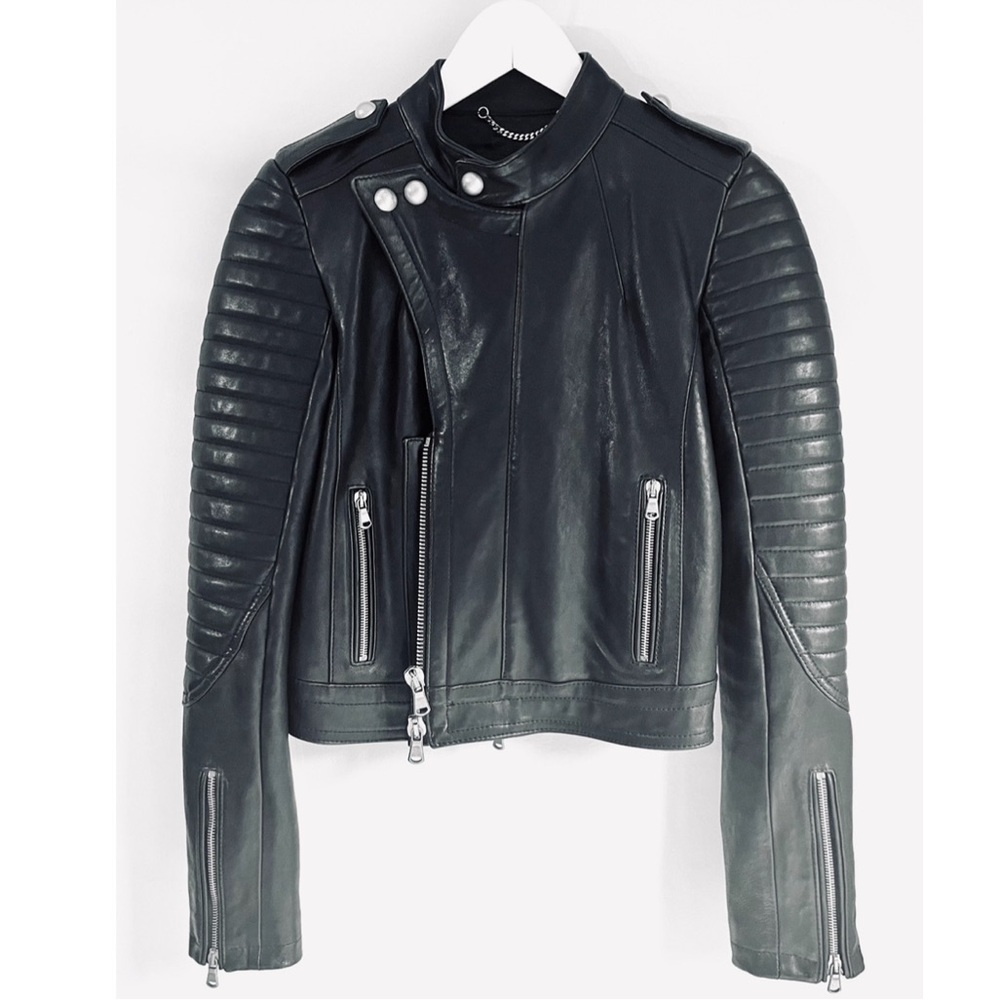 DIESEL BLACK GOLD Black Lamb Leather LANAVY Biker Jacket XS